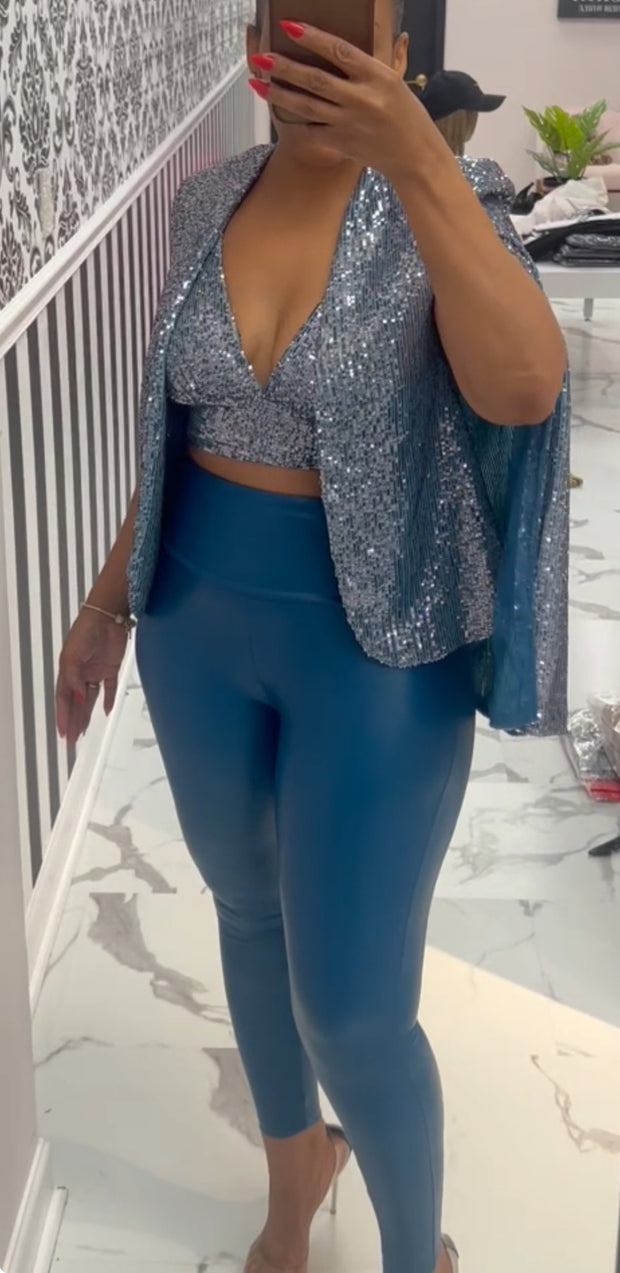 Blue Heat Faux Leather Pants