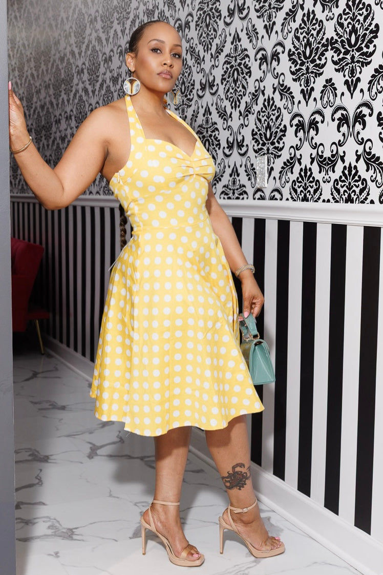 polka dot dress yellow Lulus | Light Satin Mini | Womens | X-Small (Available in S, M, L, XL) elastic and other items attached Dotty Parton Polka Dot Dress