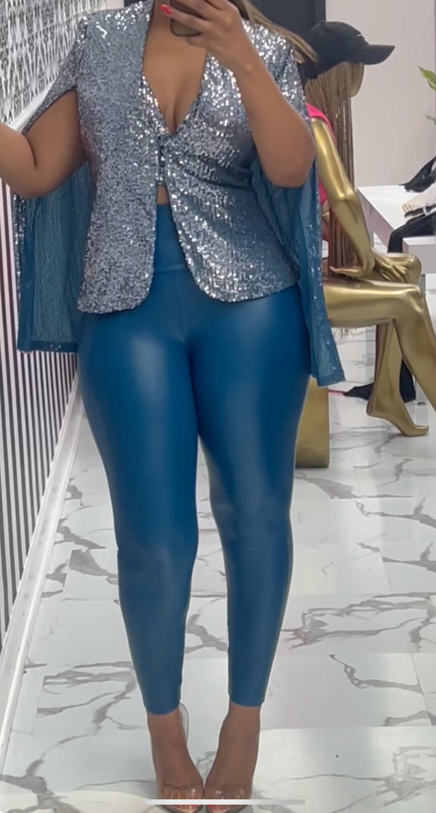 Blue Heat Faux Leather Pants