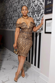 FELINE ELEGANCE MIDI DRESS