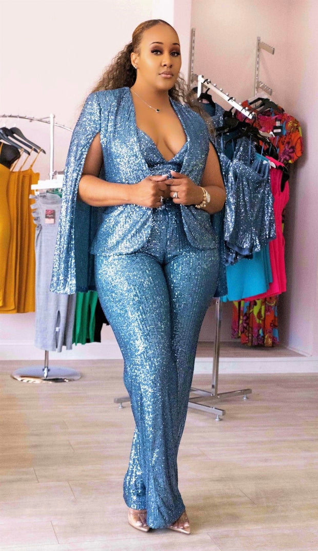 Down To Funk Sequin Pants (Powder Blue)
