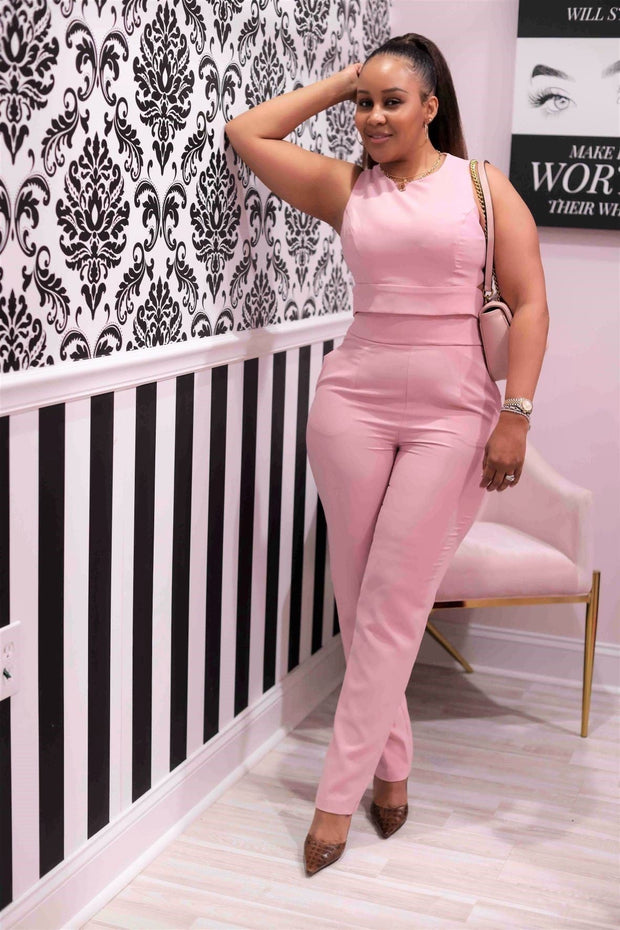 Blush Pink cotton straight pant for women | Kiran's Boutique