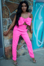 It's A Monopoly High Waisted Pants (Neon Pink)
