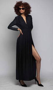 Jaw Dropper Double Split V Neck Dress