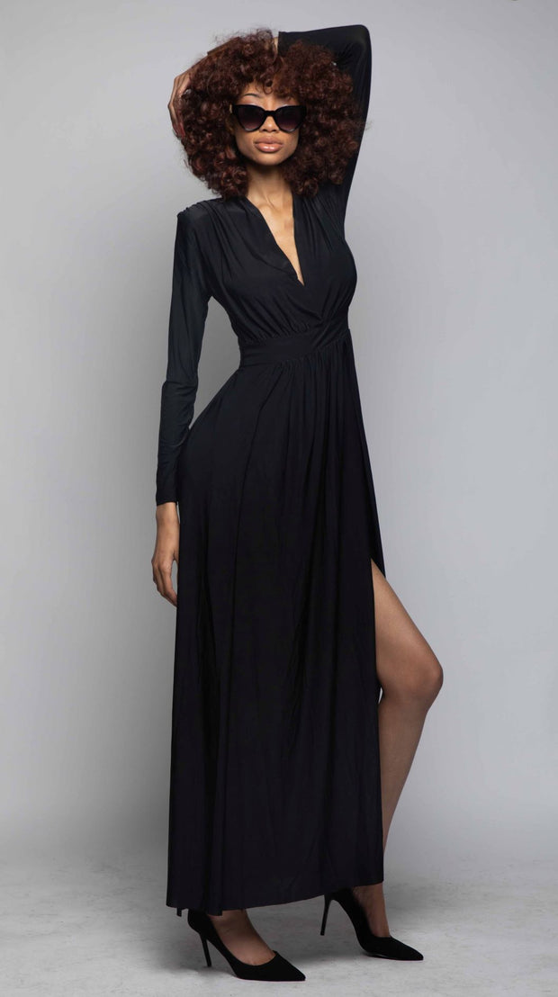 Jaw Dropper Double Split V Neck Dress