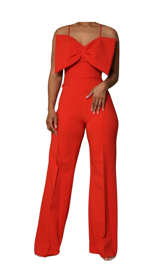 Put A Bow On It Jumpsuit (Red)