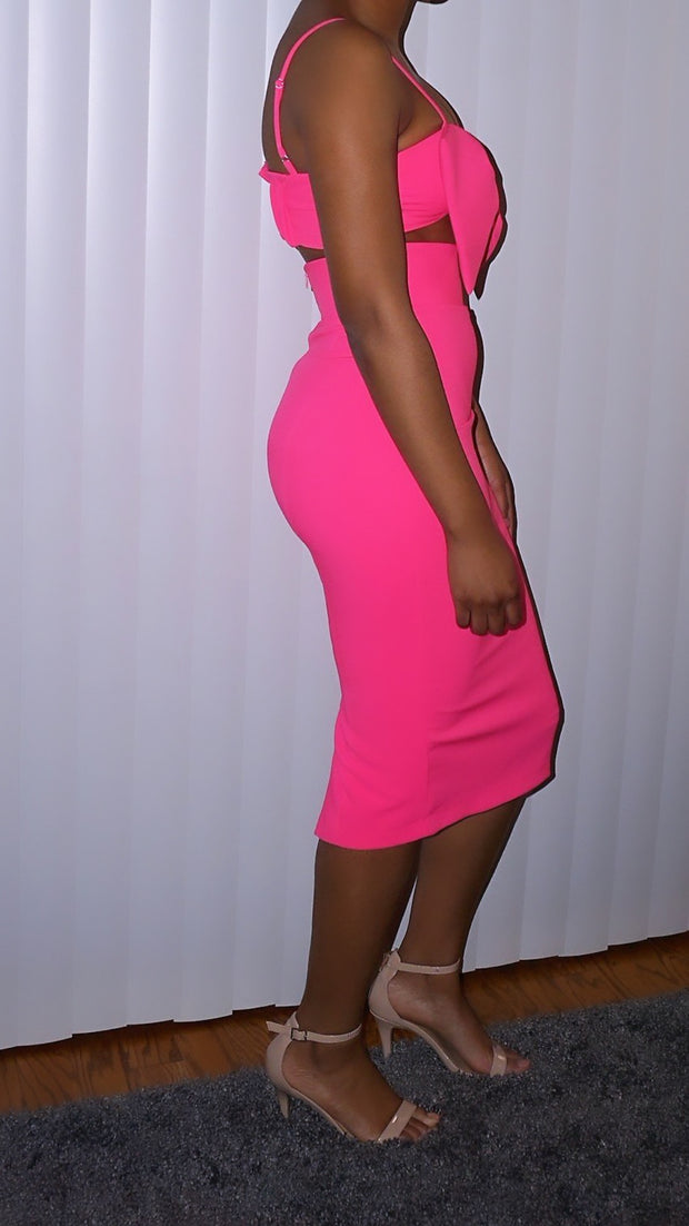 Business Per Usual Pencil Skirt (Neon Pink)